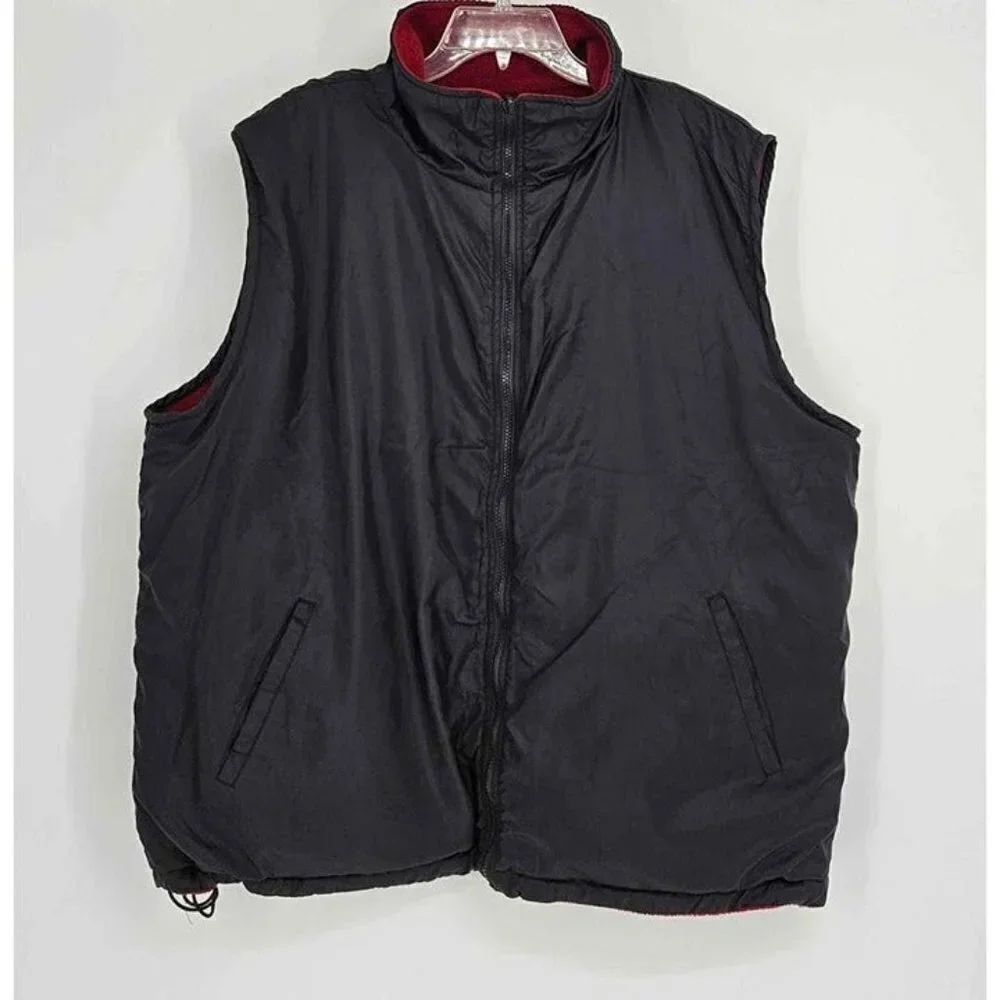 Sierra Fleece Mens Reversible Vest Black & Burgundy Size XXL